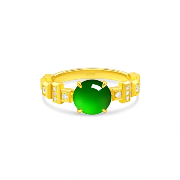 18K/750 Yellow Gold jade ring